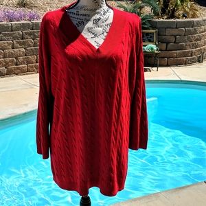 Women's Red Cable Knit Sweater.    #118